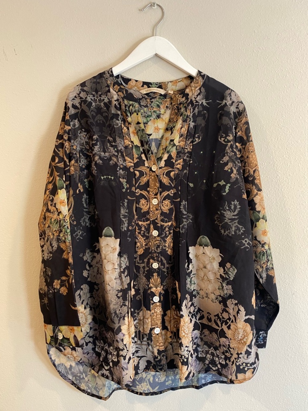 Soft Surroundings 1X Mixed Print Baroque Floral Pintuck Tunic Blouse Fall 2025 - Picture 2 of 9